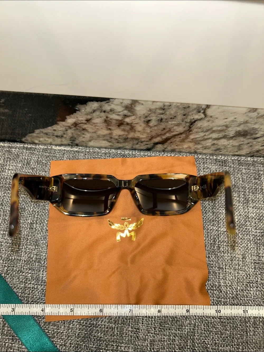 MCM Tortoiseshell Rectangular Sunglasses with Brown Lenses
